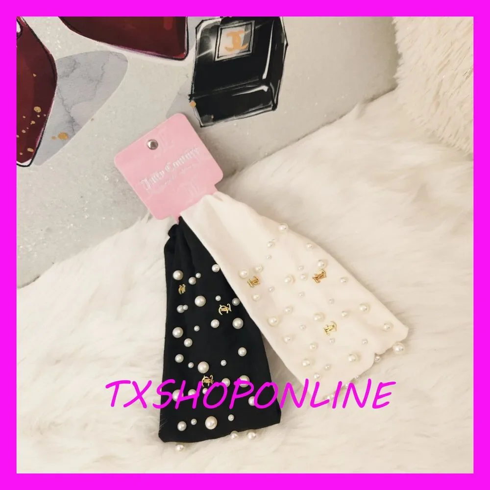 💗💖Couture 2 pack Pearl Gold JC Logo Charms Headbands💖 💗NWT